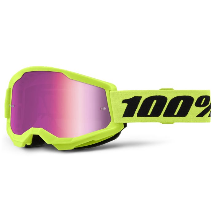 Tweeks Cycles 100% Strata 2 Goggles - Neon Yellow / Pink Mirror Lens | Clearance section. 365 day returns, 0% finance & FREE delivery over £50