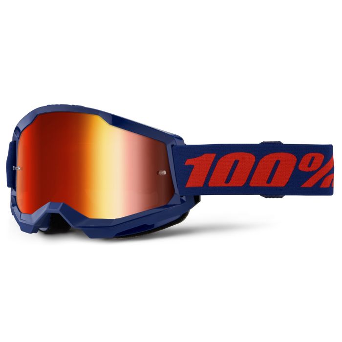 Tweeks Cycles 100% Strata 2 Goggles - Navy / Mirror Red Lens | Clearance section. 365 day returns, 0% finance & FREE delivery over £50
