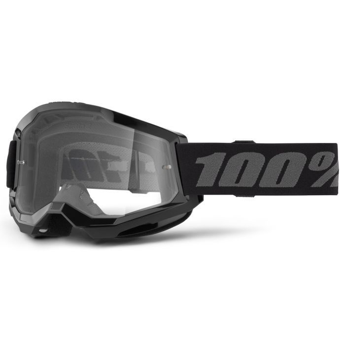 Tweeks Cycles 100% Strata 2 Junior Goggles - Black Frame / Clear Lens | Clearance section. 365 day returns, 0% finance & FREE delivery over £50