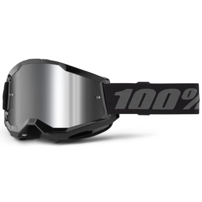 Tweeks Cycles 100% Strata 2 Junior Goggles - Black / Mirror Silver Lens | Clearance section. 365 day returns, 0% finance & FREE delivery over £50