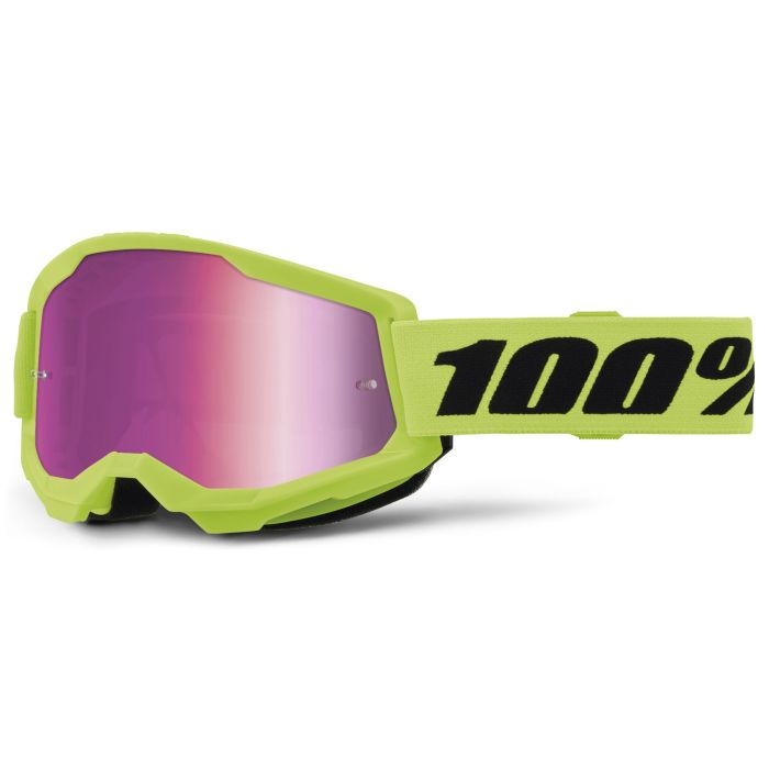 Tweeks Cycles 100% Strata 2 Junior Goggles - Neon Yellow / Pink Mirror Lens | Clearance section. 365 day returns, 0% finance & FREE delivery over £50