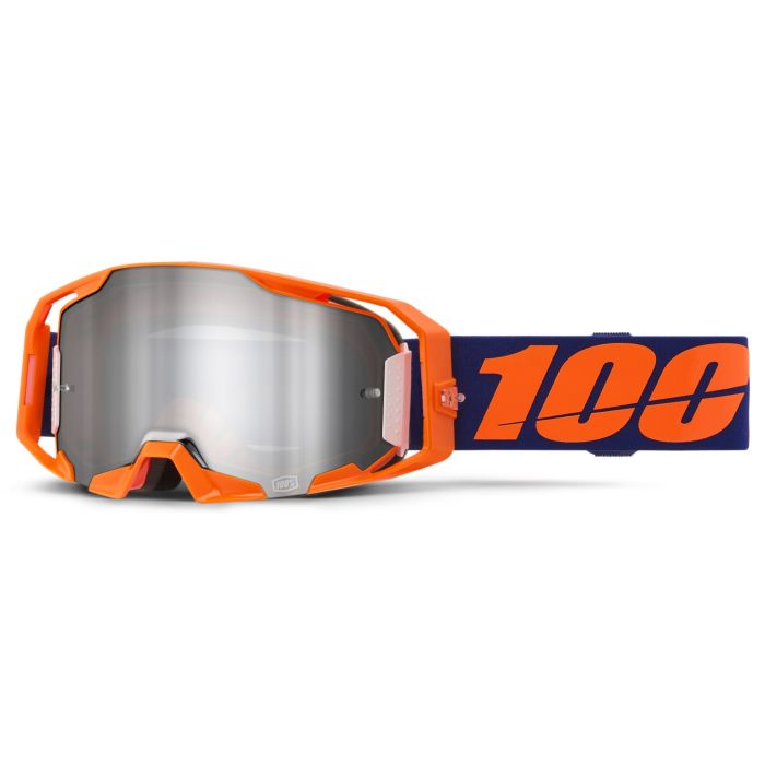 Tweeks Cycles 100% Armatic Goggles - Neon Orange / Mirror Silver Flash Lens | Clearance section. 365 day returns, 0% finance & FREE delivery over £50