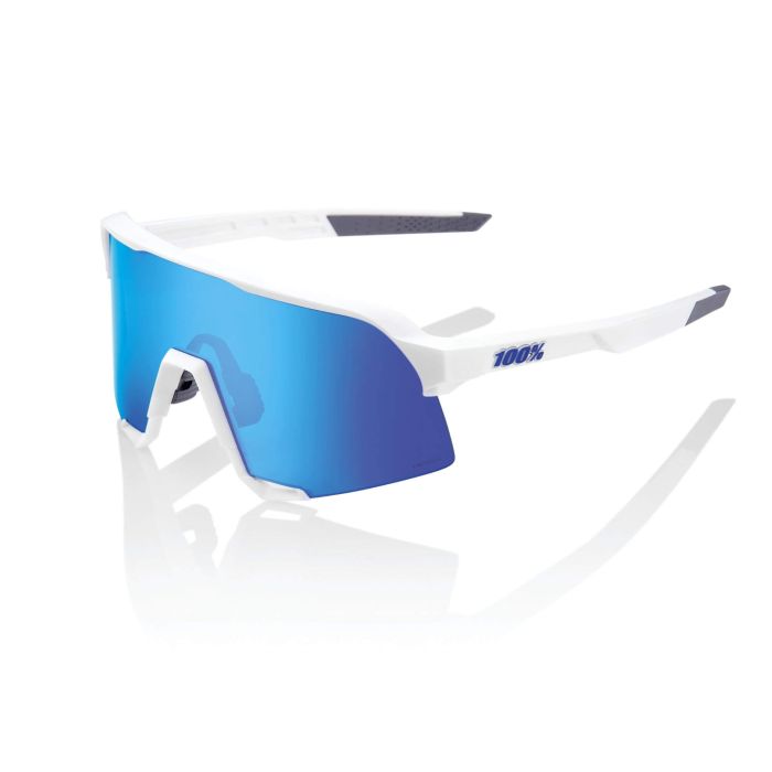 Image of 100% S3 Sunglasses - Matte White HiPER Blue Multilayer Mirror Lens