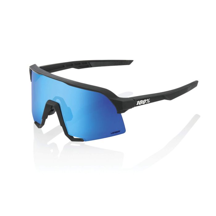 Image of 100% S3 Sunglasses - Matte Black HiPER Blue Multilayer Mirror Lens