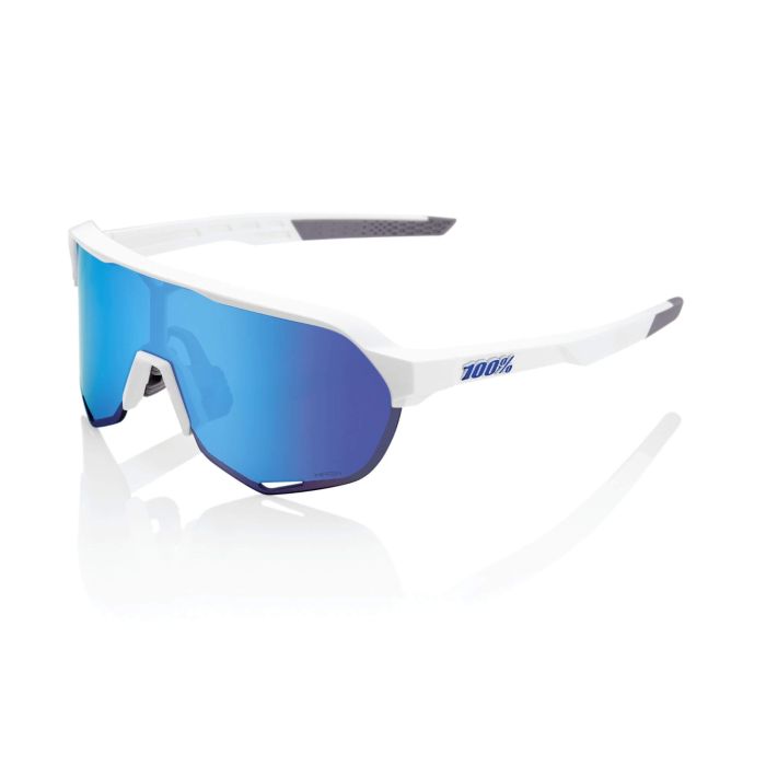 Image of 100% S2 Sunglasses - Matte White HiPER Blue Multilayer Mirror Lens