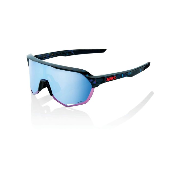 Image of 100% S2 Sunglasses - Black Holographic HiPER Blue Multilayer Mirror Lens