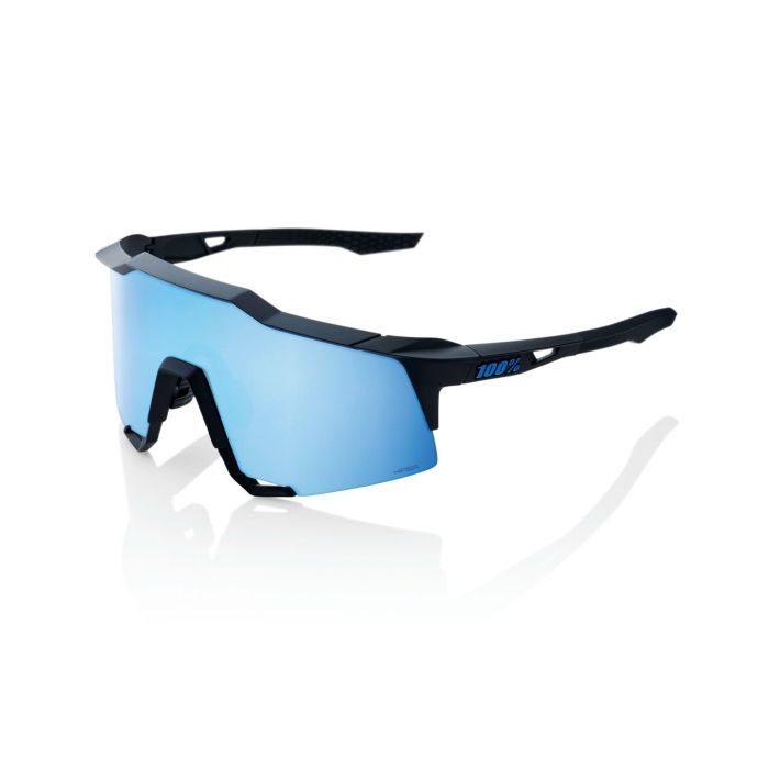 Image of 100% Speedcraft Sunglasses - Matte Black HiPER Blue Multilayer Mirror Lens