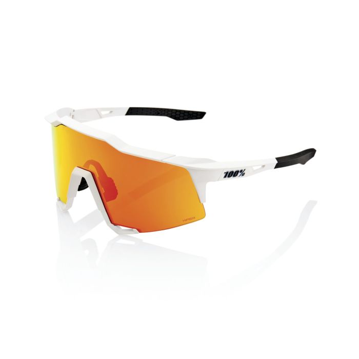 Image of 100% Speedcraft Sunglasses - Soft Tact Off White HiPER Red Multilayer Mirror Lens