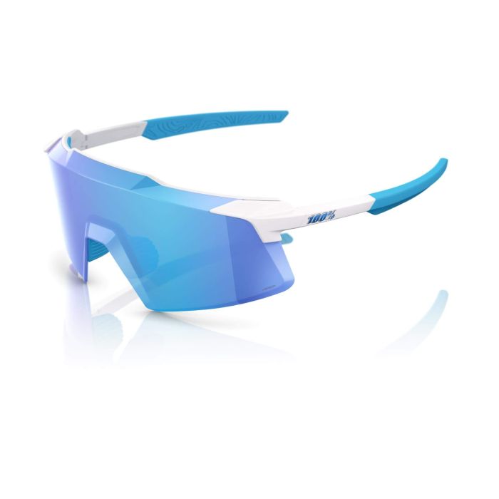 Image of 100% Aerocraft Sunglasses - Matte White HiPER Blue Mirror Lens