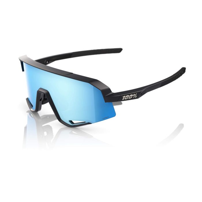 Image of 100% Slendale Sunglasses - Matte Black HiPER Blue Multilayer Mirror Lens