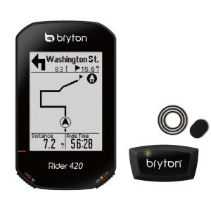 Image of Bryton Rider 420H GPS Cycle Computer Bundle With Heart Rate Sensor