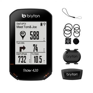 Image of Bryton Rider 420T GPS Cycle Computer Bundle With Cadence & Heart Rate Sensor
