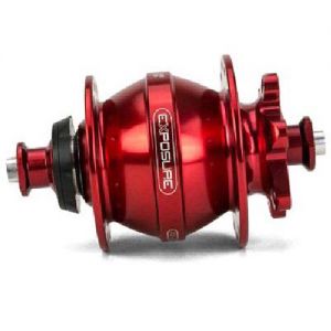 Exposure Lights Revo Dynamo Disc Brake Hub - Red, QR, 28H