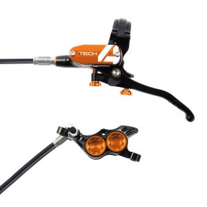 Hope Technology Tech 4 E4 Hydraulic Disc Brake - Black / OrangeFront Right HandStandard Black