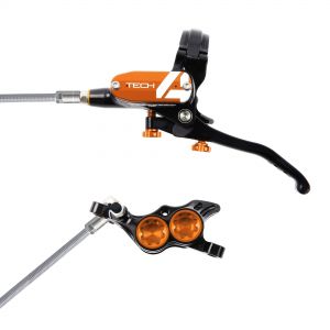 Hope Technology Tech 4 E4 Hydraulic Disc Brake - Black / OrangeFront Right HandBraided