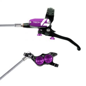 Hope Technology Tech 4 E4 Hydraulic Disc Brake - Black / PurpleRear Left HandBraided