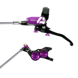 Hope Technology Tech 4 V4 Hydraulic Disc Brake - Black / PurpleRear Left HandBraided