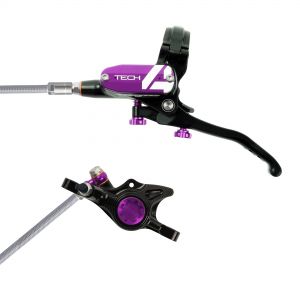 Hope Technology Tech 4 X2 Flat Mount Hydraulic Disc Brake - Black / PurpleRear Left HandBraided