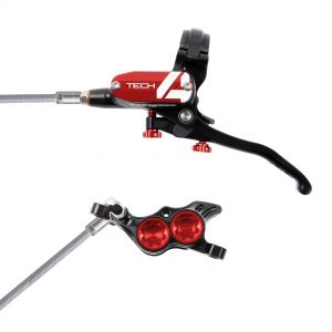Hope Technology Tech 4 E4 Hydraulic Disc Brake - Black / RedRear Left HandBraided