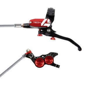 Hope Technology Tech 4 V4 Hydraulic Disc Brake - Black / RedFront Right HandBraided