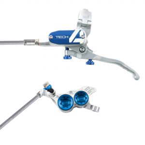 Hope Technology Tech 4 V4 Hydraulic Disc Brake - Silver / BlueFront Right HandBraided - HOPT4V4ZSBBR - Accessories The all-new Hope Tech 4 V4 Hydraulic Disc Brake is sku HOPT4V4ZSBBR