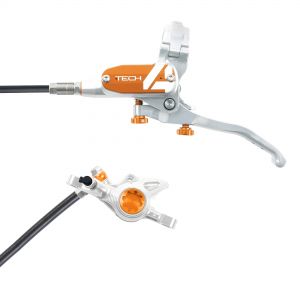 Hope Technology Tech 4 X2 Flat Mount Hydraulic Disc Brake - Silver / OrangeRear Left HandStandard Black