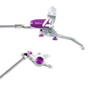 Hope Technology Tech 4 X2 Hydraulic Disc Brake - Silver / PurpleRear Left HandBraided - HOPT4X2ZSPUBL - Accessories The all-new Hope Tech 4 X2 Hydraulic Disc Brake is sku HOPT4X2ZSPUBL