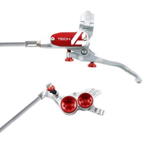 Hope Technology Tech 4 V4 Hydraulic Disc Brake - Silver / RedFront Right HandBraided - HOPT4V4ZSRBR - Accessories The all-new Hope Tech 4 V4 Hydraulic Disc Brake is sku HOPT4V4ZSRBR