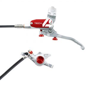 Hope Technology Tech 4 X2 Hydraulic Disc Brake - Silver / RedRear Left HandStandard Black - HOPT4X2ZSRL - Accessories The all-new Hope Tech 4 X2 Hydraulic Disc Brake is sku HOPT4X2ZSRL