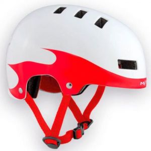 Image of MET Yo Yo Kids Helmet - Colour: White / Flames - Size: Medium (54-57cm), Red/white