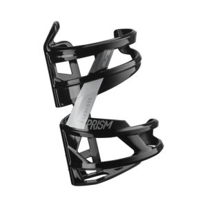 Elite Prism Side-Entry Bottle Cage - Gloss Black / White, Right Hand