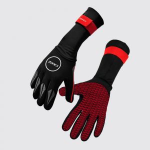 Image of Zone3 Neoprene Swim Gloves, Black/red